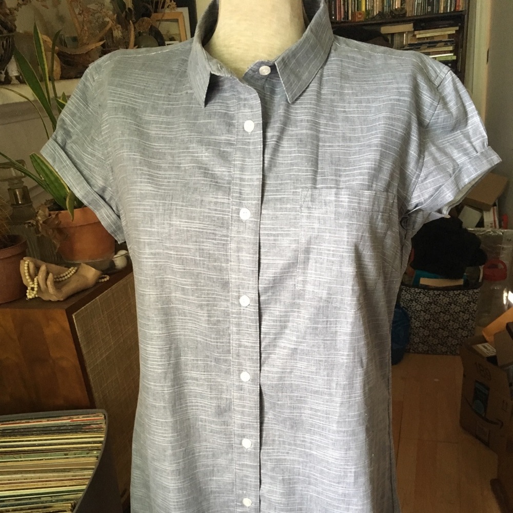 Bridge & Burn linen cotton light blue shirt dress